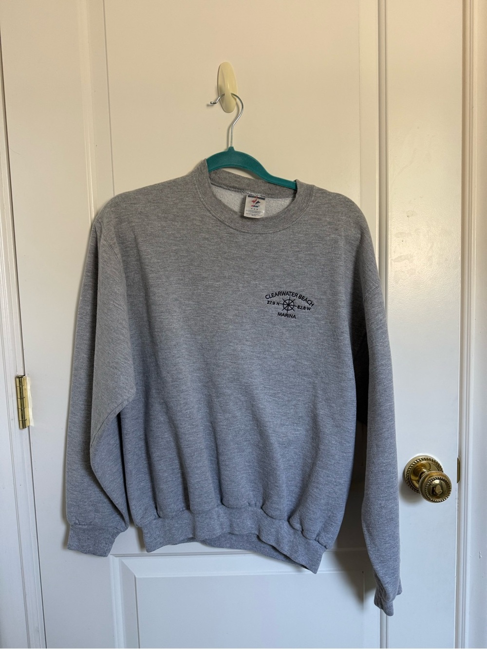 Jerzees Gray Crewneck Sweatshirt with Clearwater Beach Logo